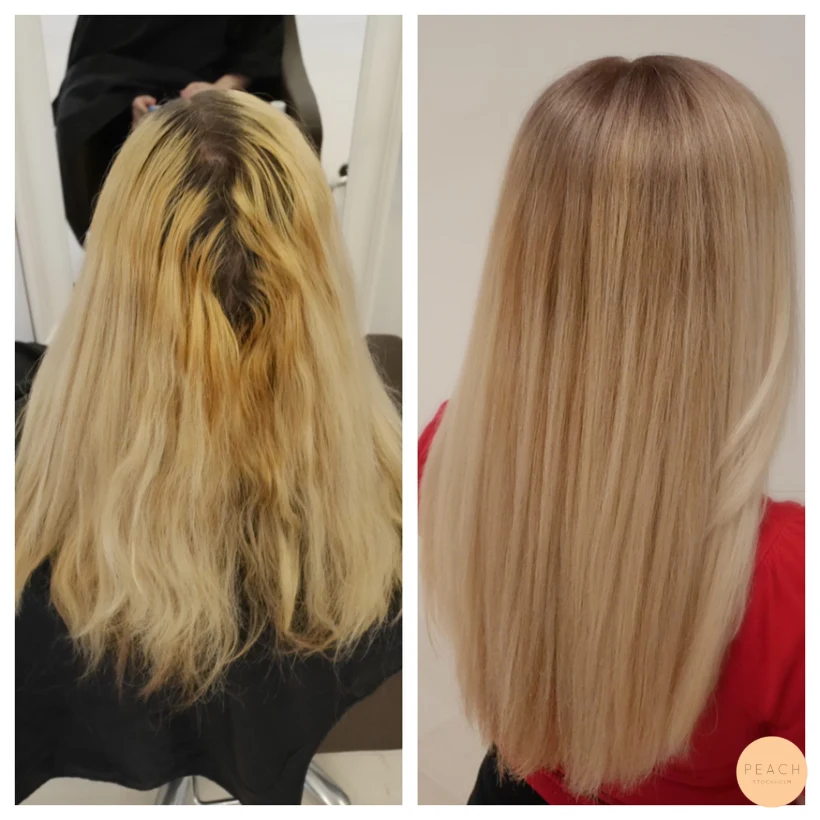 Naturlig sombre med ljusa slingor och mjuk root shadow