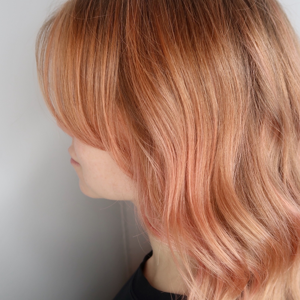 Peach pink hair