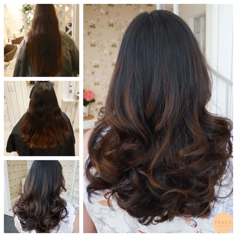 Balayage hår med mjuk gråhårsövergång