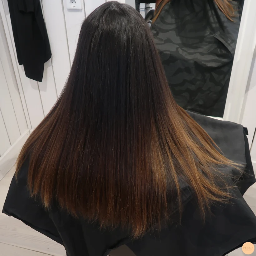 Varm brun med balayage slingor