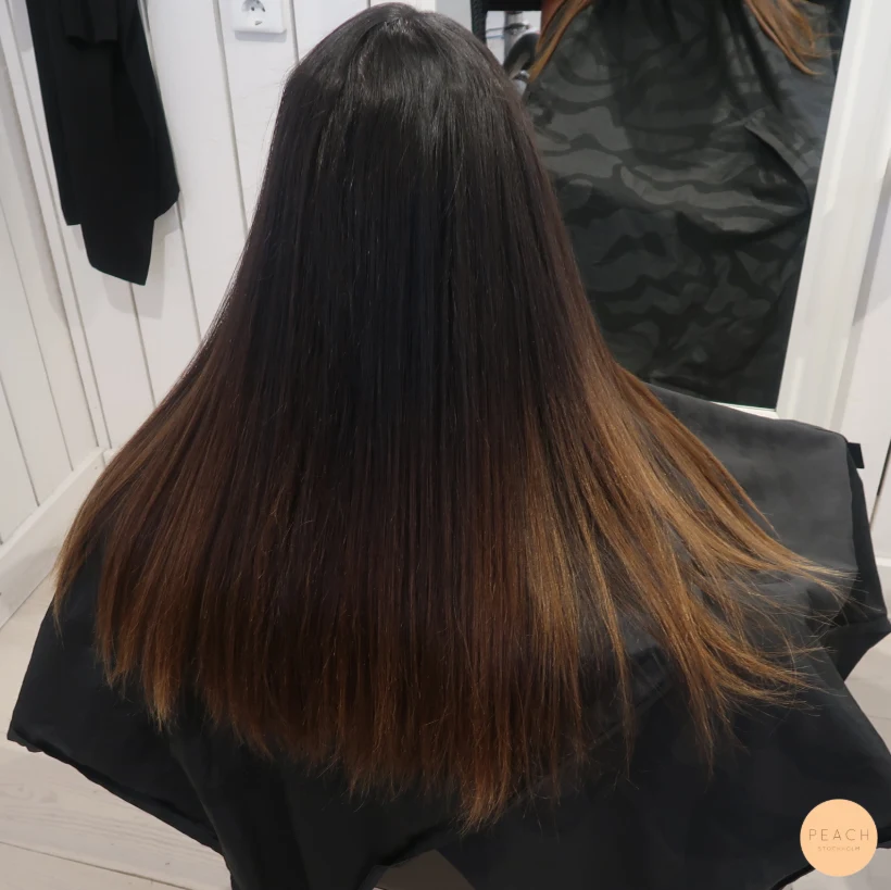 Varm brun med balayage slingor