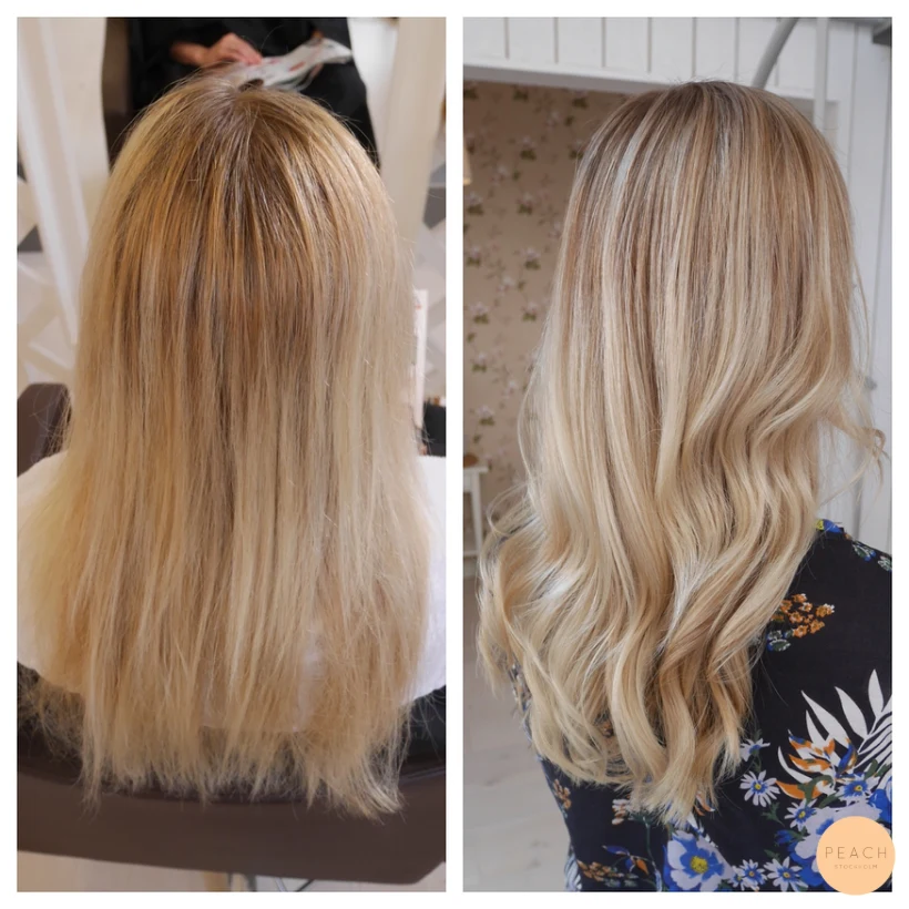 Sommarblond hårfärg med ljusa slingor