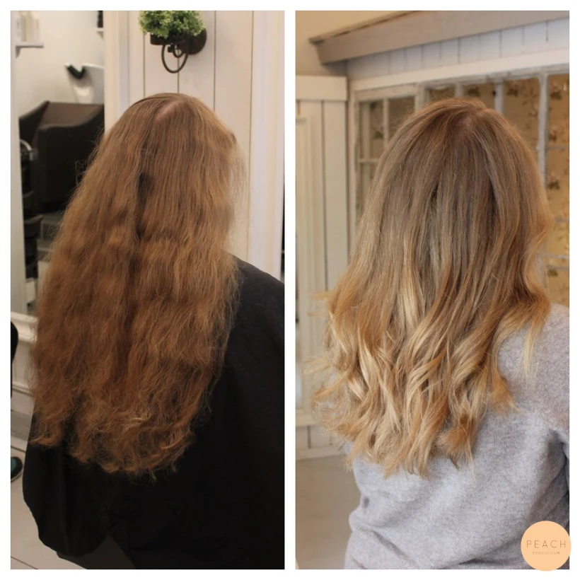 Ljus balayage med naturlig botten