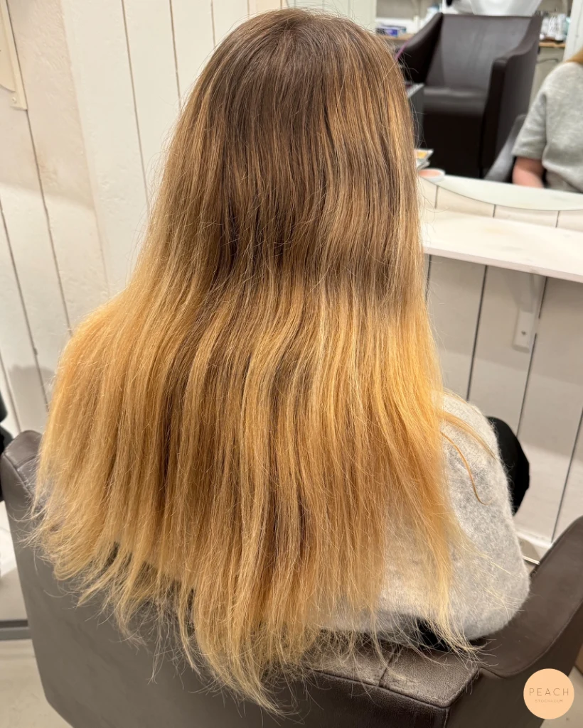 Varm blond hårfärg med extra glans