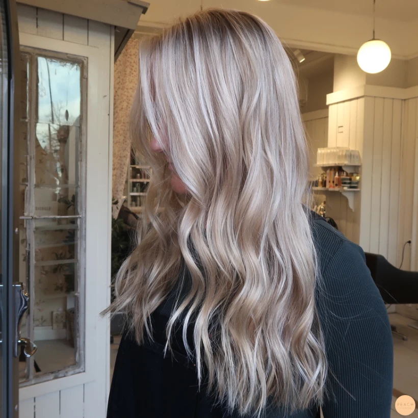 Beige blond hårfärg med ljusa slingor
